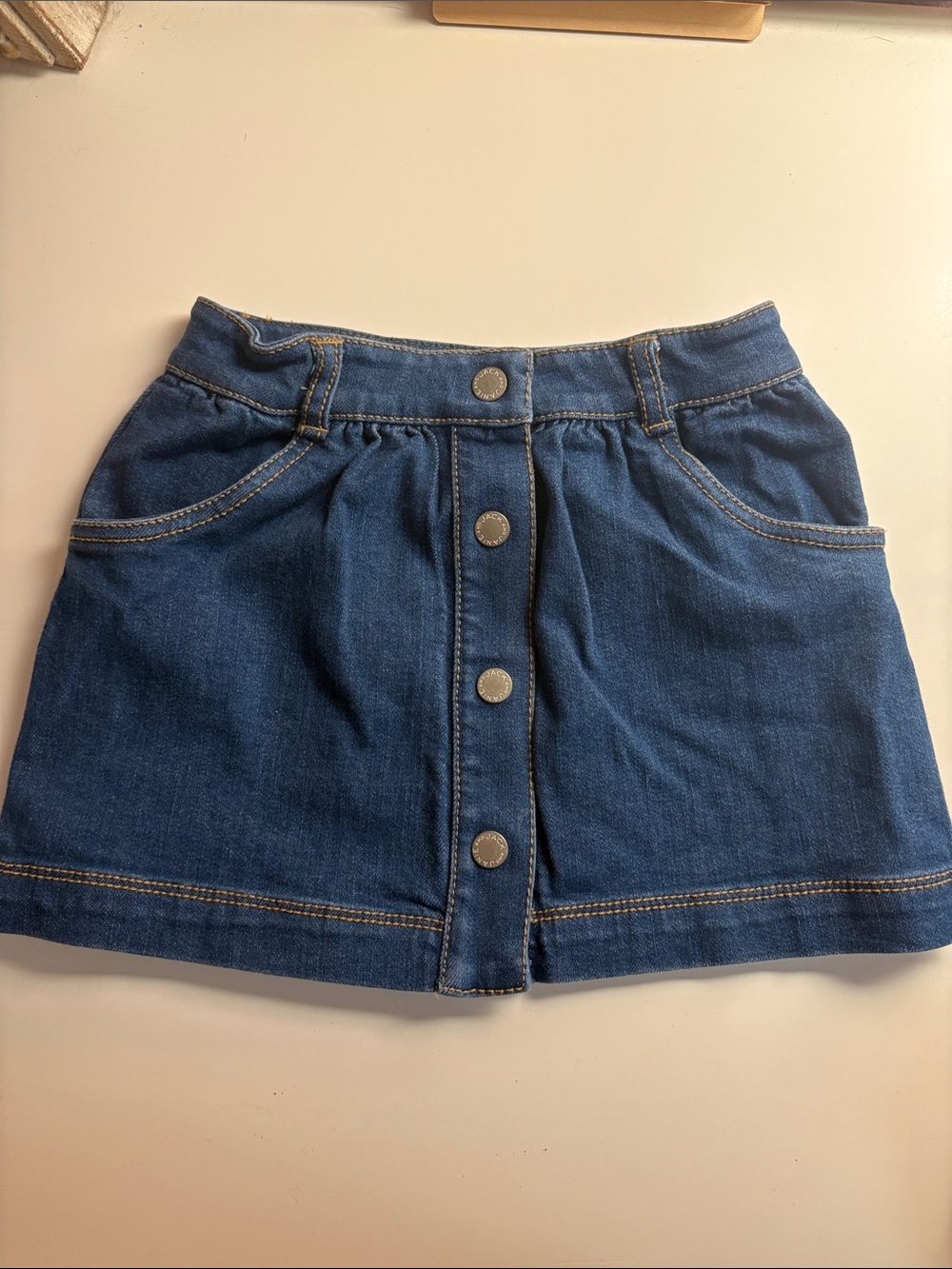Janie and Jack Button-Front Denim Skirt in Blue